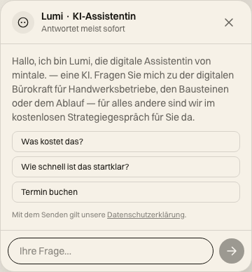 Echter KI-Chat dieser Website